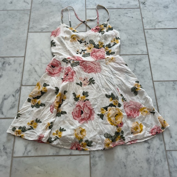 Garage Floral Cross-Back Dress in Pink and Yellow - Picture 1 of 3